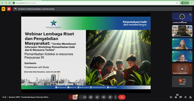 Meningkatkan Literasi Digital Akademik, LRPM Universitas Dian Nusantara Gelar Workshop “Cerdas Menelusuri Informasi: Pemanfaatan Gale dan E-Resource Terkini”
