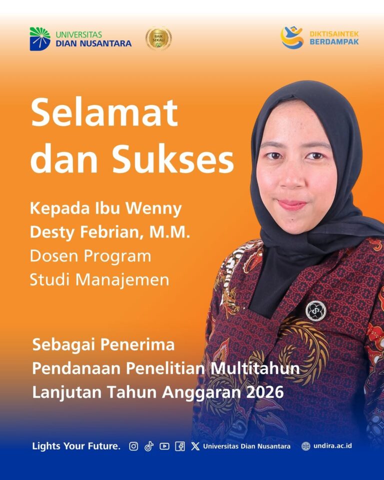 Selamat kepada Ibu Wenny Desty Febrian, S.E., M.M. Dosen Program Studi Manajemen Fakultas Bisnis